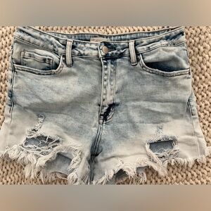 Altar'd State Distressed Jean Shorts - Light Blue